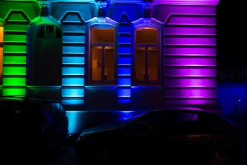Recklinghausen leuchtet 2015 - Hausfassade Tri-Color