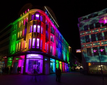 Recklinghausen leuchtet 2015 - Fassade DM und Hettlage + Fashion
